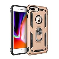 Korecase Compatible with iPhone 7 Plus Case,for iPhone 8 Plus Case Screen Camera Protection Extreme Military Armor Dual Layer Protective Ring Kickstand Gold