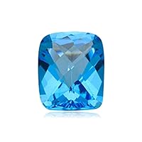 Swiss Blue Topaz Emerald Checkered Shape AAA/AA Quality Loose Gemstone from 8x6MM-12x10MM