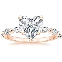 ERAA Jewel 3.0 CT Heart Colorless Moissanite Engagement Ring, Wedding Bridal Ring Set, Eternity Silver Solid 10K 14K 18K Gold Diamond Solitaire Prong Set Anniversary Promises Gift for Her