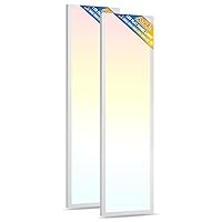 Allsmartlife 1x4FT LED Flat Panel Light Surface Mount, 24W/30W/40W, 4980LM Dimmable 5CCT 3000K-6000K, Edge-Lit Troffer Ceiling Light Fixture for Kitchen, White 2-Pack