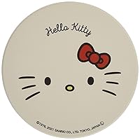 Kaneshotouki Sanrio 493512 Hello Kitty Ceramic Absorbent Coaster, Diameter 3.5 inches (9 cm), Face White