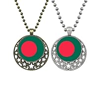 Bangladesh National Flag Asia Country Lovers Necklaces Pendant Retro Moon Stars Jewelry