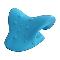 Rehabilitation Advantage Neck and Shoulder Cervical Traction Pillow Relaxer and Stretcher, Blue