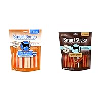 SmartBones Chicken Dog Chews Hip Joint (16 Sticks) and SmartSticks Peanut Butter Dog Chews (10 Count)