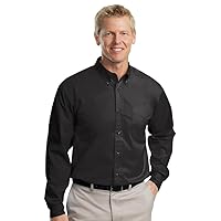Port Authority Tall Long Sleeve Easy Care Shirt-LT (Black/Light Stone) [Apparel]
