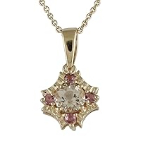 Stylish Morganite Natural Gemstone Round Shape Pendant 925 Sterling Silver Jewelry 925 Sterling Silver