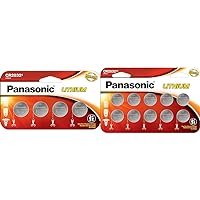 Panasonic CR2032 3.0 Volt Long Lasting Lithium Coin Cell Batteries in Child Resistant, Standards Based Packaging, 4 Pack & CR2032 3.0 Volt Long Lasting Lithium Coin Cell Batteries in Child Resistant