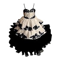 2024 Spaghetti Straps Ball Gown Ruffles 3D Floral Flowers Lace Flower Girl Dresses for Wedding Prom Party Satin