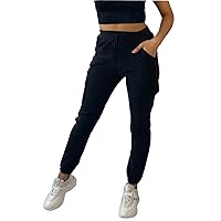 STAR FASHION Ladies Combat Cargo Pocket Slim Fit Trousers Womens Elasticated Waist Casual Wear Trouser Pants with Drawstring Sports Joggers