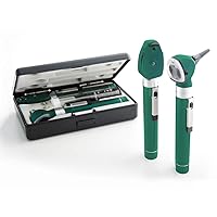 ADC 5110NLGR Diagnostix Otoscope/Ophthalmoscope Diagnostic Set, Pocket Size, LED Lamp, Hard Case, Green, 2.5V,