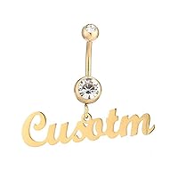 Custom Name Belly Button Rings - Personalized Barbell Ring Sexy Letters Belly Rings Body Piercing Jewelry Christmas Gift For Women Girls