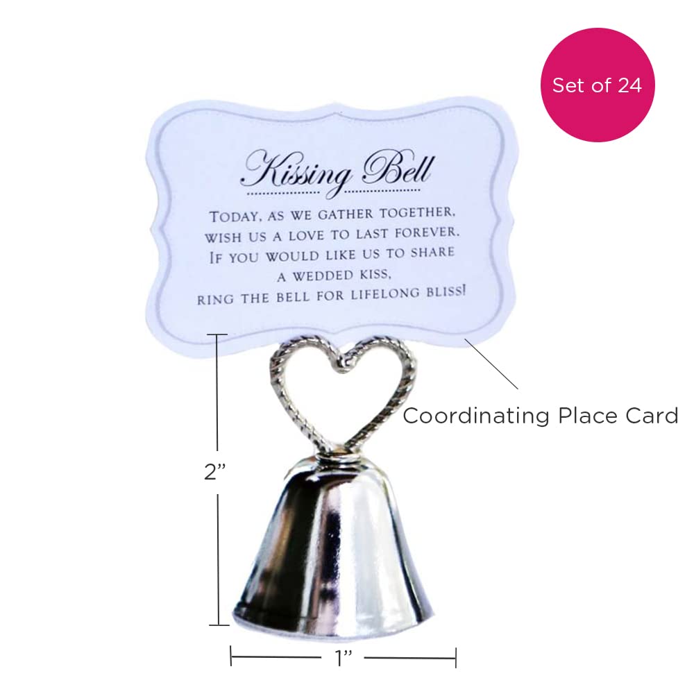 Kate Aspen (Set of 24) Silver Kissing Bells Place Card Holders, Wedding Bells For Ringing At Wedding, Wedding Decorations, Wedding Favors, Place Settings