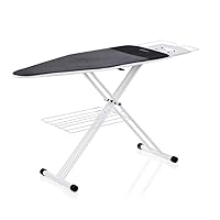Reliable 220IB Home Ironing Board - Made In Italy Portable Ironing Board with Vera Foam Memory Foam Cover Pad and Conex Heat Resistant Zone, 7 Step Height Adjustment, Strong Iron Rest and Laundry Rack