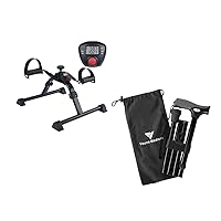 Vaunn Medical Mobility Assistance Bundle - Electronic Pedal Exerciser and Folding Walking Cane