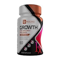 Growth - Hair, Skin, Nails & Lashes- Vitamins by Proganiq, with Collagen, Non-GMOˆ, Free of Gluten, Dairy, Artificial Flavors, 5000 mcg of Biotin, 60 Capsules