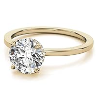 2 ct Moissanite Engagement Rings for Women, Colorless Round Solitaire Diamond Ring 18K Yellow Gold 925 Sterling Silver Wedding Promise Rings Size 3-12