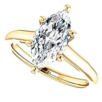 10K Solid Yellow Gold Handmade Engagement Ring 1.0 CT Marquise Cut Moissanite Diamond Solitaire Wedding/Bridal Ring for Womens/Her Propose Ring