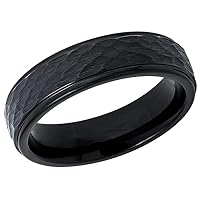 Hammered Tungsten Rings for Men Women 6mm Black Brushed Engagement Mens Wedding Band Comfort Fit Size 5-13 TCR498