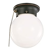 Design House 519264 Traditional 1-Light Indoor Ceiling Flush Mount Dimmable Globe Light Opal Glass for Bedroom Hallway Kitchen Dining Room, Oil Rubbed Bronze