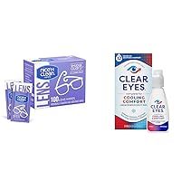Nice 'n Clean SmudgeGuard Lens Wipes (100 Wipes) & Clear Eyes Cooling Comfort Eye Drops (0.5 Fl Oz) Bundle