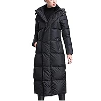 Women's Winter Puffer Zipper Down Coat Black Gray Navy Blue Thick Warm Long Down Jacket