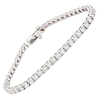 6 CT Round Cut Lab Created Moissanite Diamond Tennis Bracelet Solid 14K White Gold/925 Sterling Silver For Women