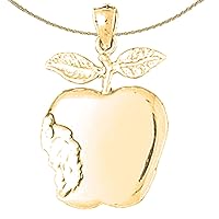 14K Yellow Gold Apple Pendant with 18