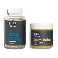 Original Vegan Cleanliness Fiber Supplement 120 Capsules, Bum Balm, 3.8 oz | Eco Friendly Raw Lotion for Men