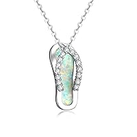 Mother's Day Gifts Sterling Silver Pendant Necklaces for Women Girls Hypoallergenic, Flip Flop Shoes Pendant Necklace Sandal/Triangle/Heart/Rectangular Cubic Zircon Pendant Necklace Jewelry
