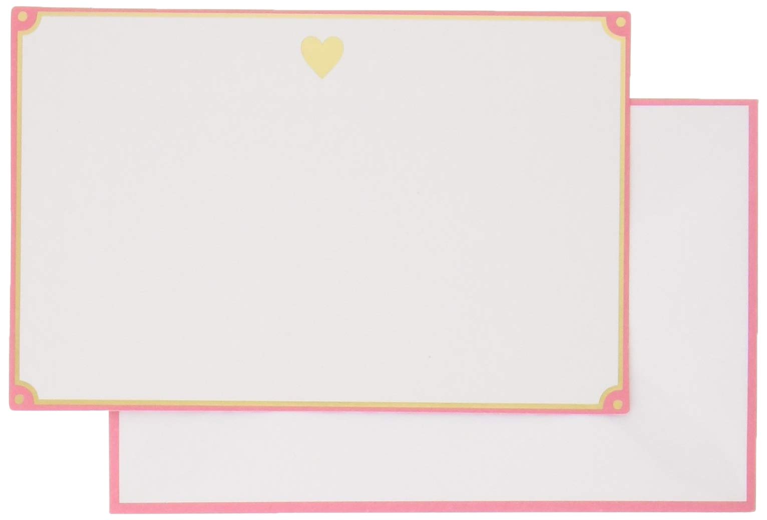 Graphique Gold Heart Flat Notes – Note Card Stationery with Adorable Soft Pink Border and Printed Gold Heart, 50 Note Cards and Matching Envelopes for Thank You Notes and Invitations, 5.625