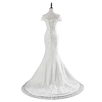 Womens Elegant Wedding Dress Mermaid Lace V-Neck for Bride Beach A Line Backless Wedding Gowns for Bride