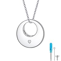 Easter Gifts Circle of Life Urn Necklaces for Ashes for Women Girls Women Cremation Jewellery 925 Sterling Silver Eternity Memorial Always with Me Ash Keepsake, Sterling Silver, Cubic Zirconia