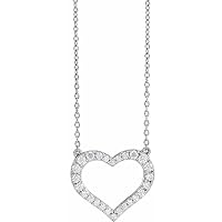 14k White Gold 15.4x18mm 16 18 Inch Polished 0.38 Carat Lab Created Diamond Love Heart Necklace Jewelry Gifts for Women