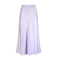 Satin Skirts for Women High Waist Long Casual A-Line Skirts Summer Elegant Work Maxi Skirts 2024 Party Wedding Skirts