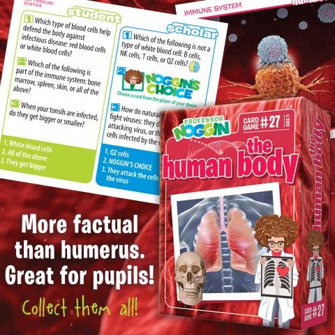 Professor Noggin's Human Body Trivia Card Game - an Educational Trivia Based Card Game for Kids - Trivia, True or False, and Multiple Choice - Ages 7+ - Contains 30 Trivia Cards