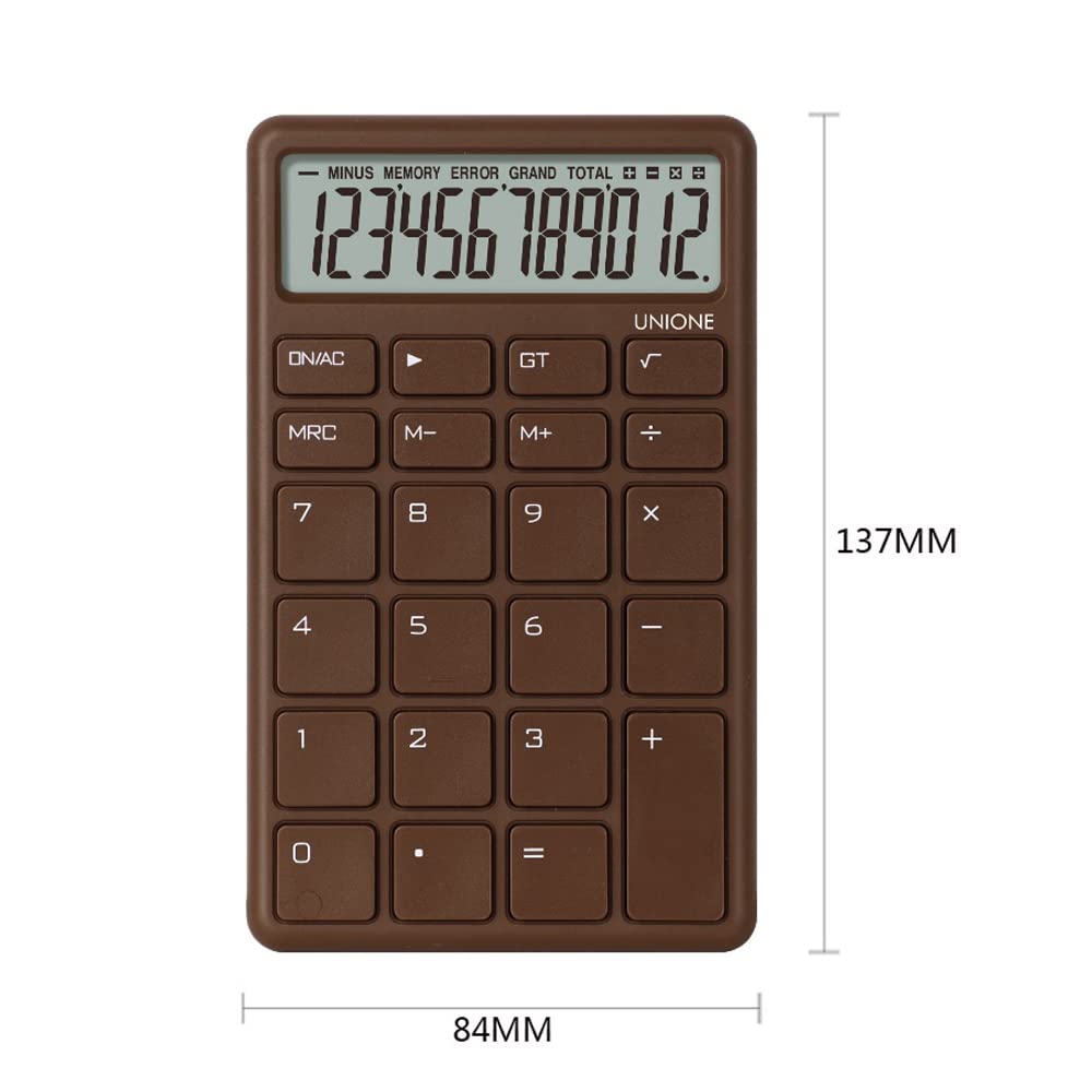 UNIONE Pocket & Desktop Brown Calculator with a Bright LCD, Dual Power Handheld Desktop. Color. Business, Office, High School