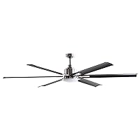 Parrot Uncle Ceiling Fans with Lights and Remote 72 Inch Modern Large Ceiling Fan with Light Outdoor Ceiling Fans for Patios Covered with LED Light, Brushed Nickel