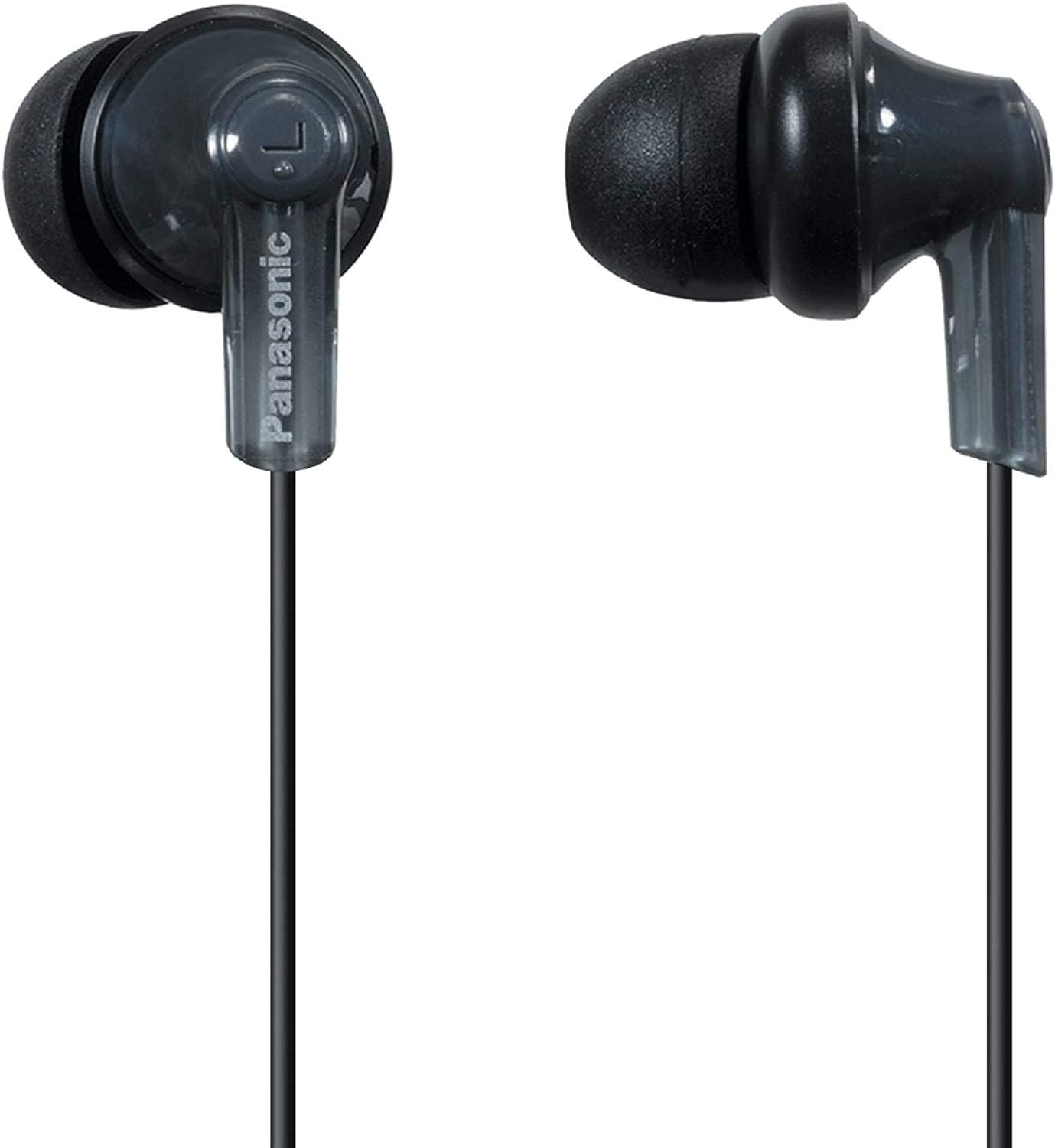 Panasonic ErgoFit Wired Earbuds, In-Ear Headphones with Dynamic Crystal-Clear Sound and Ergonomic Custom-Fit Earpieces (S/M/L), 3.5mm Jack for Phones and Laptops, No Mic - RP-HJE120-K (Black)