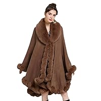 Winter Streetwear Cloak Women Black Faux Cashmere Big Pendulum Loose Shawl Coat