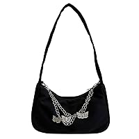 Small Shoulder Bag for Women Chain Underarm Bag Purse PU Leather Handbag Butterfly Print Gothic Clutch Bag