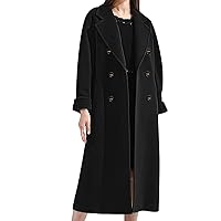 Trench Coats For Women Fall Long Trench Coat Casual Long Sleeve Double-Breasted Oversized Lightweight Duster Jacket