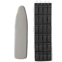 Gorilla Grip Ironing Board Cover and Over The Door Mesh Shoe Organizer, Silver Ironing Board Cover is Size 15x54 Inches, Black Shoe Organizer has 24 Pockets, Size is 64x19 Inches, 2 Item Bundle