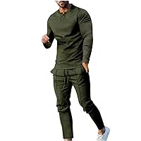 Mens Sports Suit Casual 2 Piece Tracksuit Set Pullover Tops and Sweat Pants Matching Suits Slim Fit Plain Sweatsuits