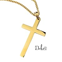 24K Gold Cross Necklace For Men Pendant Solid plated Clasp Women, Thin for Charms Miami Cuban Link Diamond Cut
