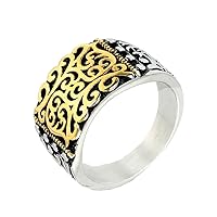 Men's Women's Stainless Steel Vintage Creative Wide Surface Flower Carving Ring