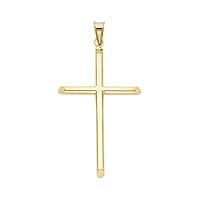 14KY Classic Cross Religious Pendant | 14K Yellow Gold Christian Jewelry Jesus Pendant Locket For Women Men | 43 mm x 25 mm Gold Chain Pendants | Weight 1.4 grams