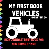 High contrast books for newborns Vehicles: Black and White Board Babies, Train, Bus, Airplane, Boat, Balloon, Subway