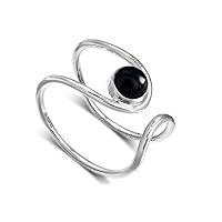 Natural Black Onyx 925 Sterling Silver Thumb Rings For Women Handmade Fashion Jewelry Gift In Size 9.5