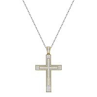 Dazzlingrock Collection 1.45 Carat (ctw) Yellow Plated Diamond Mens Religious Cross Pendant 1 1/2 CT, Sterling Silver