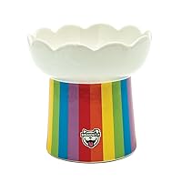 BigMouth Inc Rainbow Elevated Cat Bowl - Raised Cat Bowl - Lifted Pet Food, Water Bowl - Ceramic Cat Feeder - Feeding Bowls for Small Dog